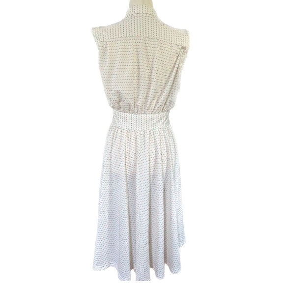 VINTAGE 1970s Cream & Rainbow Striped Sleeveless Day Dress with Pockets Small - Picture 6 of 12